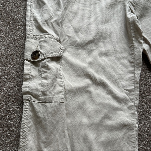Y2K Charter Club Cream Pinstripe Ankle Cargo Pants Women’s Size 14 Preppy Spring - Picture 6 of 16